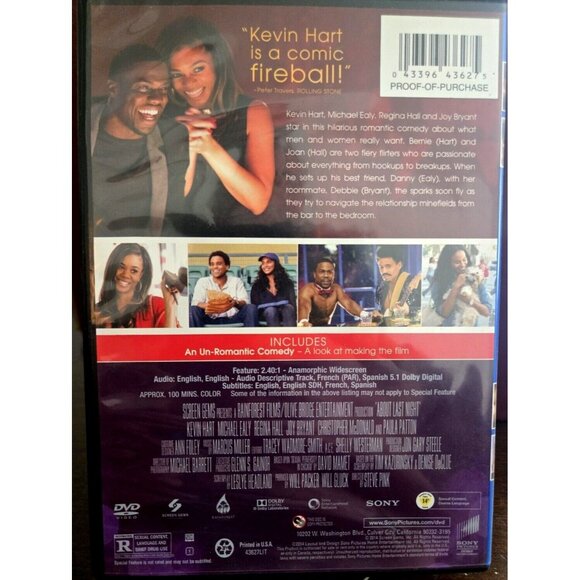 About Last Night DVD 2014 Romantic Comedy Kevin Hart & Regina Hall - Picture 2 of 3
